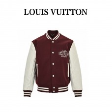 1V Embroidered Calfskin Varsity Jacket