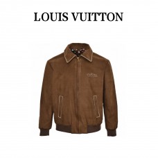 1V Embroidered Suede Calfskin Bomber