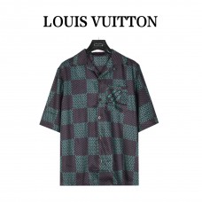 1V Short-sleeved Damier Silk Pyjama Shirt