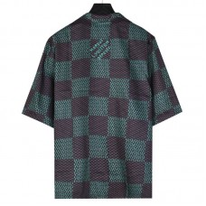 1V Short-sleeved Damier Silk Pyjama Shirt