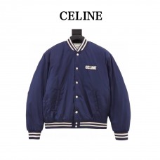 Celine Logo-Appliquéd Striped Satin Bomber Jacket