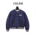 Celine Logo-Appliquéd Striped Satin Bomber Jacket