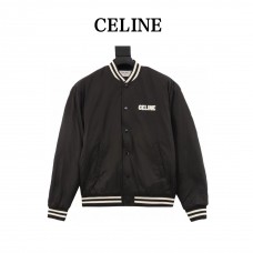 Celine Logo-Appliquéd Striped Satin Bomber Jacket