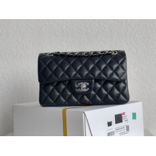 Ch*nel Classic Handbag Silver/Black (High Quality)