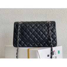 Ch*nel Classic Handbag Silver/Black (High Quality)