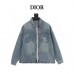 DR Embroidered Zip-Up Denim Jacket