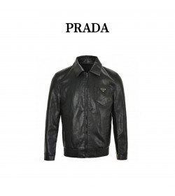 PRD Logo Plaque Zip-up Leather Jacket